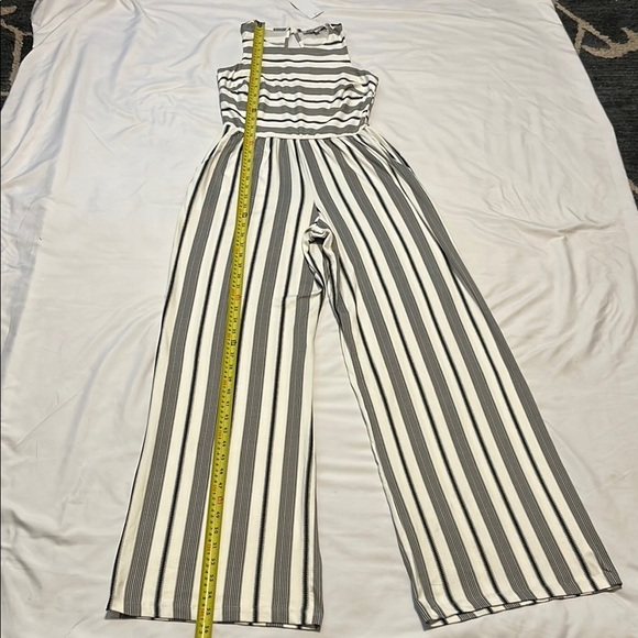 Black and White Striped Palazzo Jumpsuit - Picture 2 of 12
